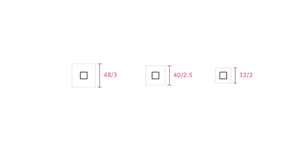 Example of trigger button container height sizes.